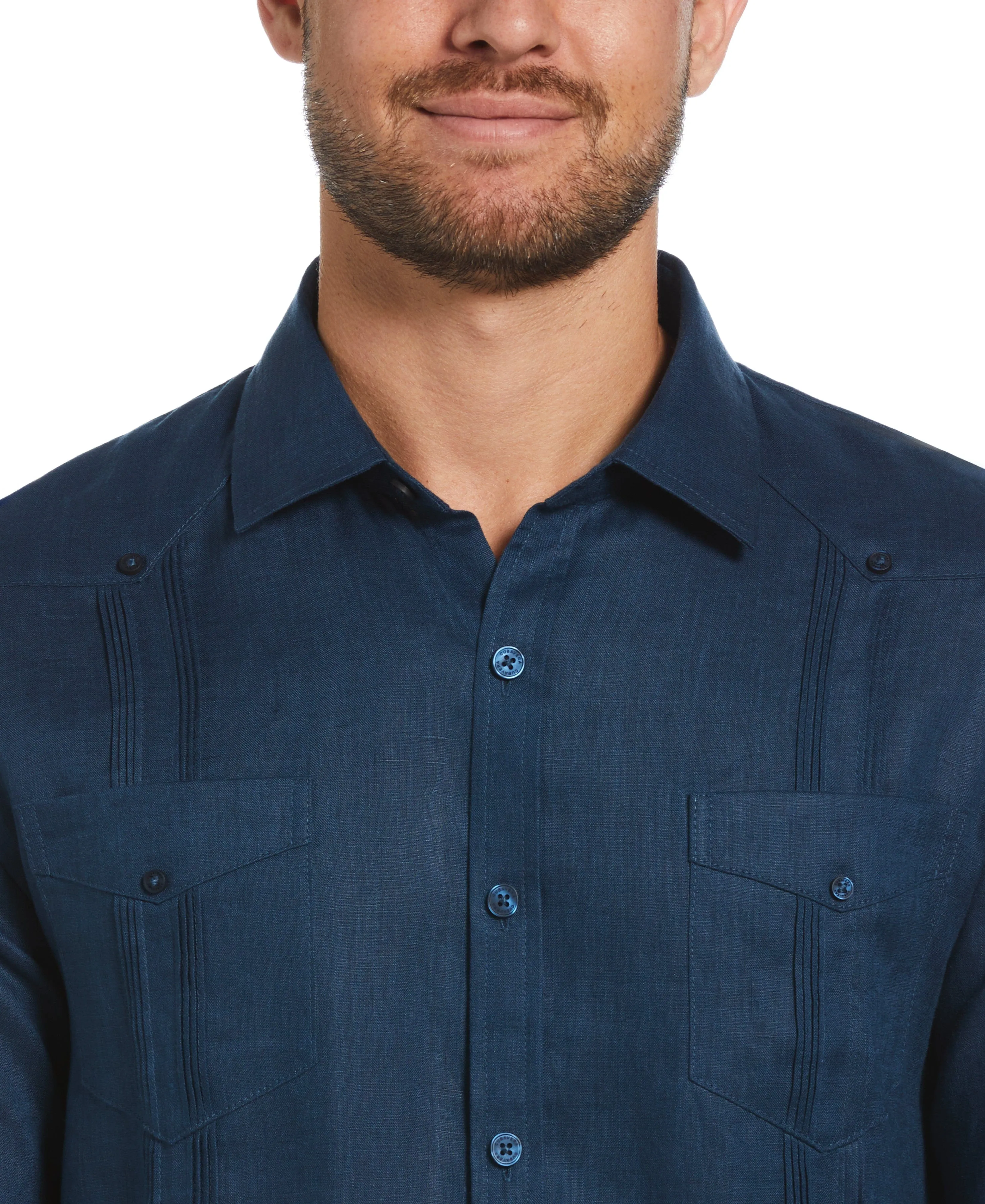 100% Linen Classic Guayabera Shirt - Long Sleeve