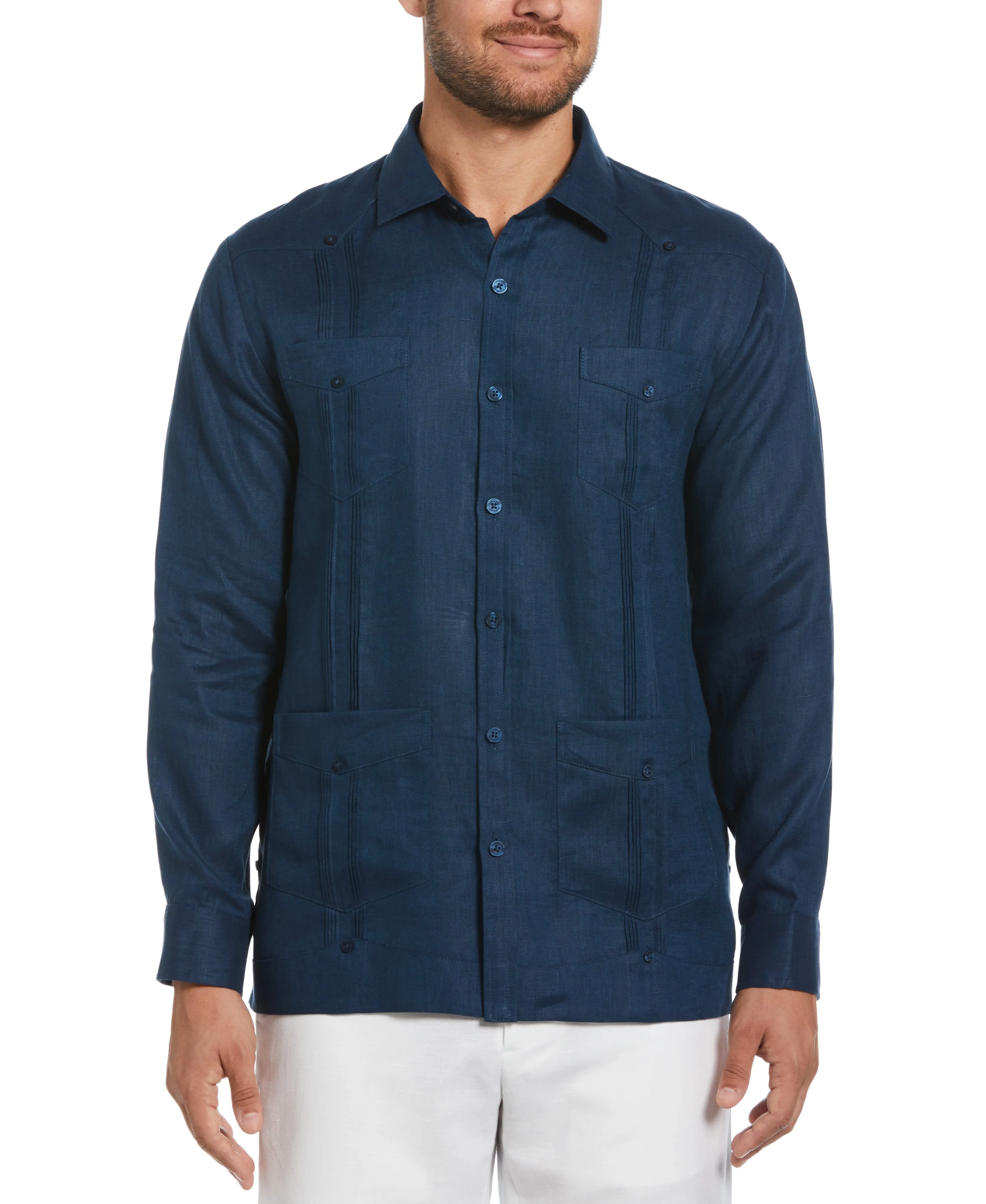 100% Linen Classic Guayabera Shirt - Long Sleeve