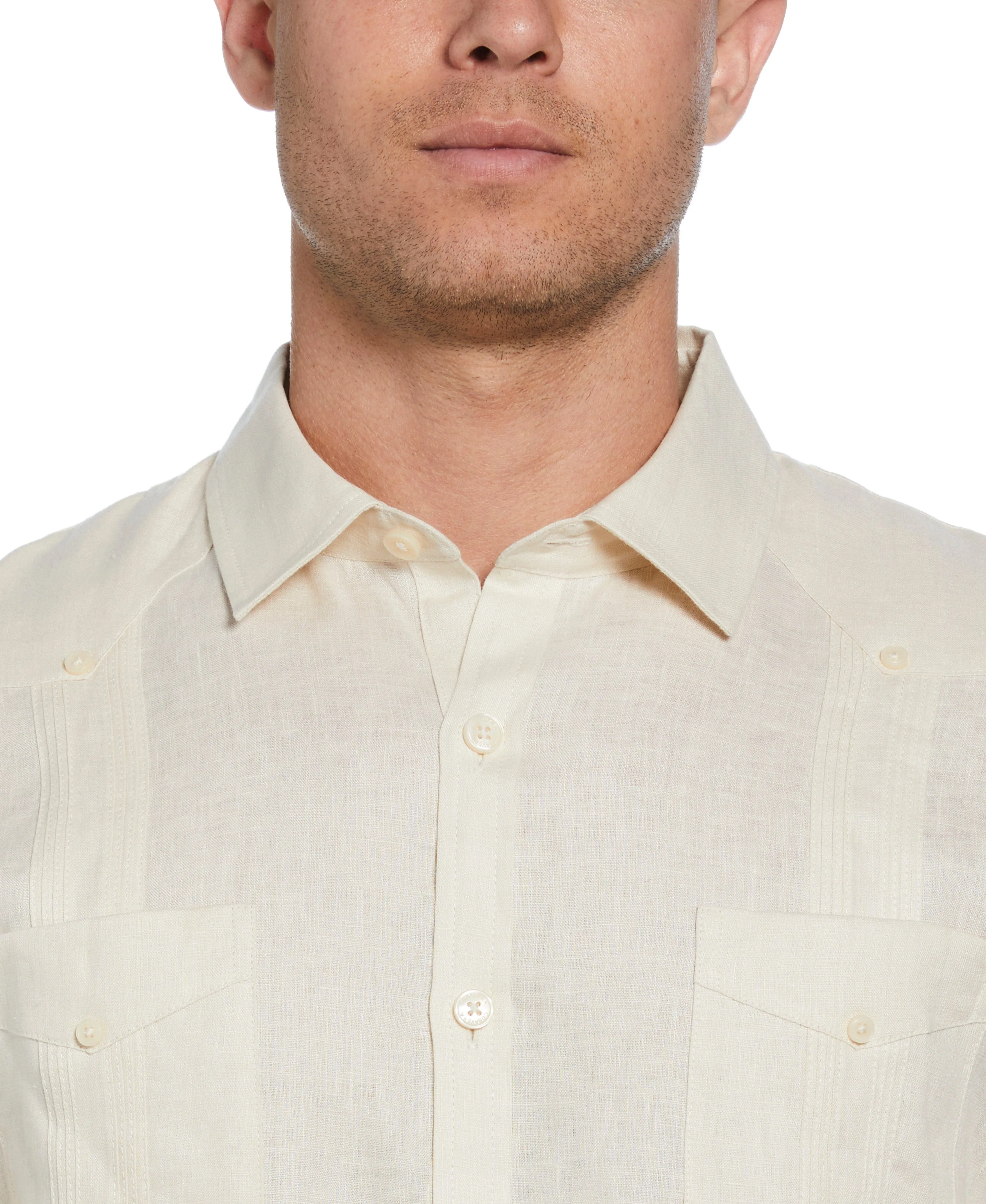 100% Linen Classic Guayabera Shirt - Long Sleeve