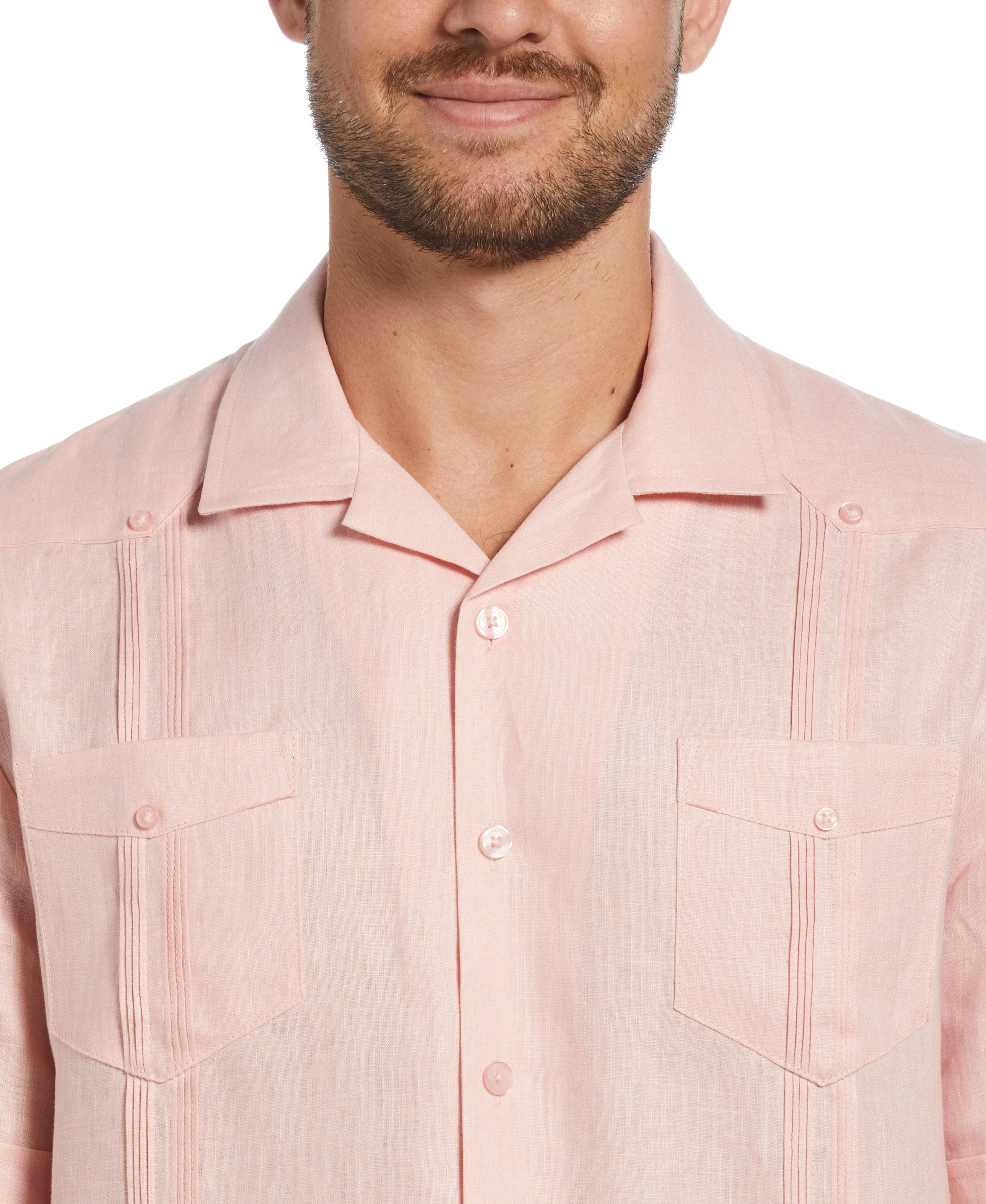 100% Linen Classic Guayabera Shirt - Short Sleeve