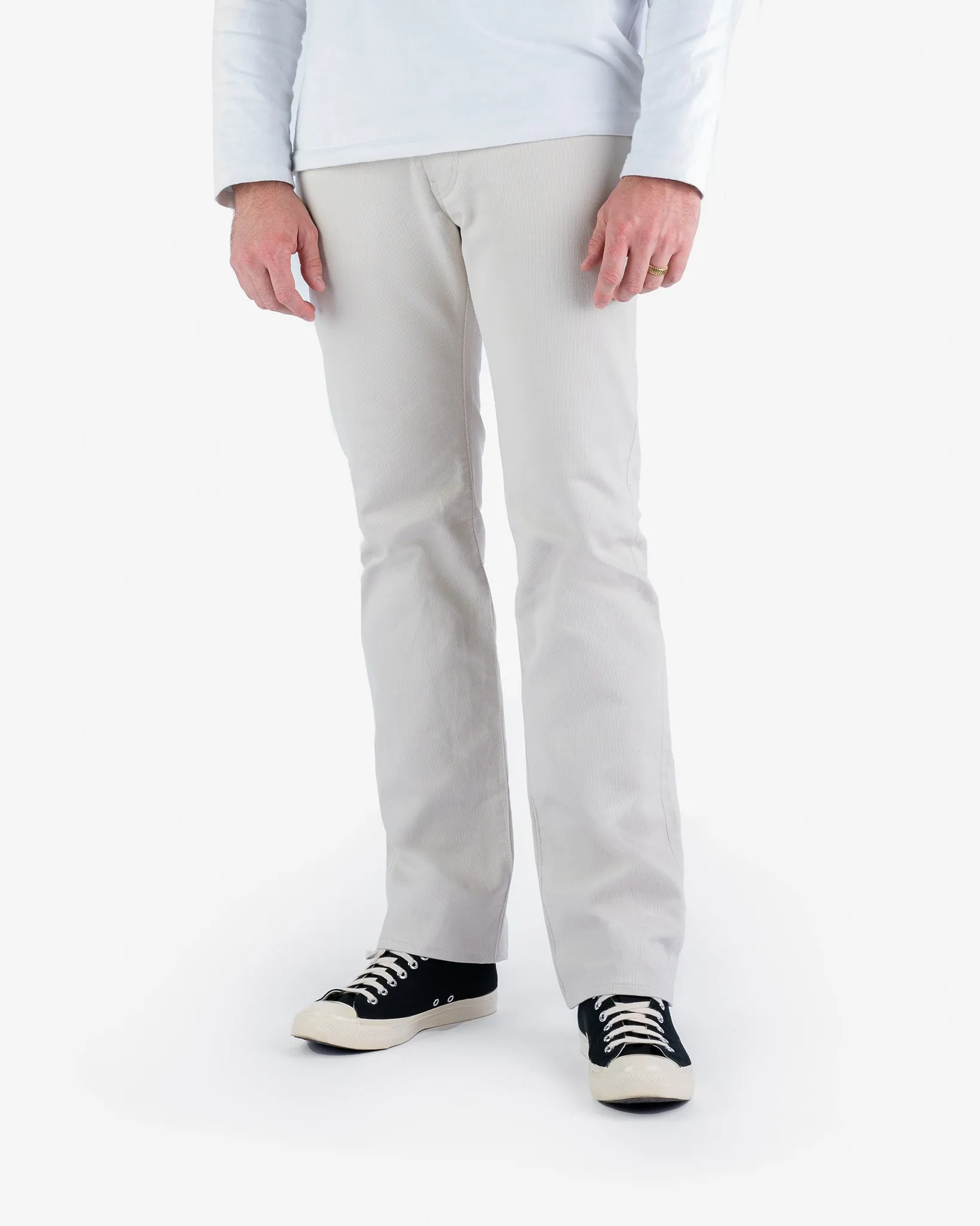 14oz Cotton Piqué Straight Cut Jeans - Ecru