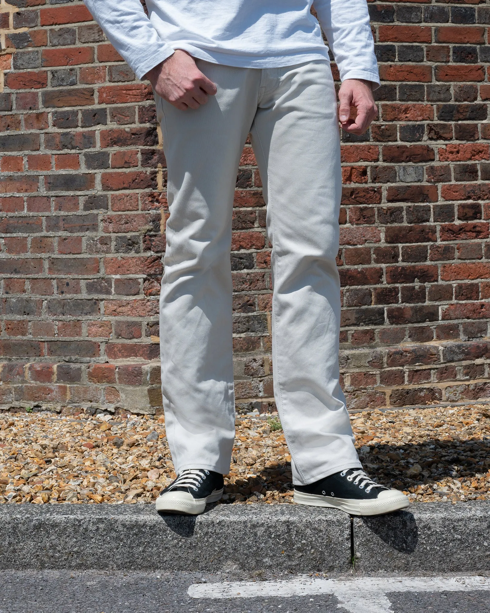 14oz Cotton Piqué Straight Cut Jeans - Ecru