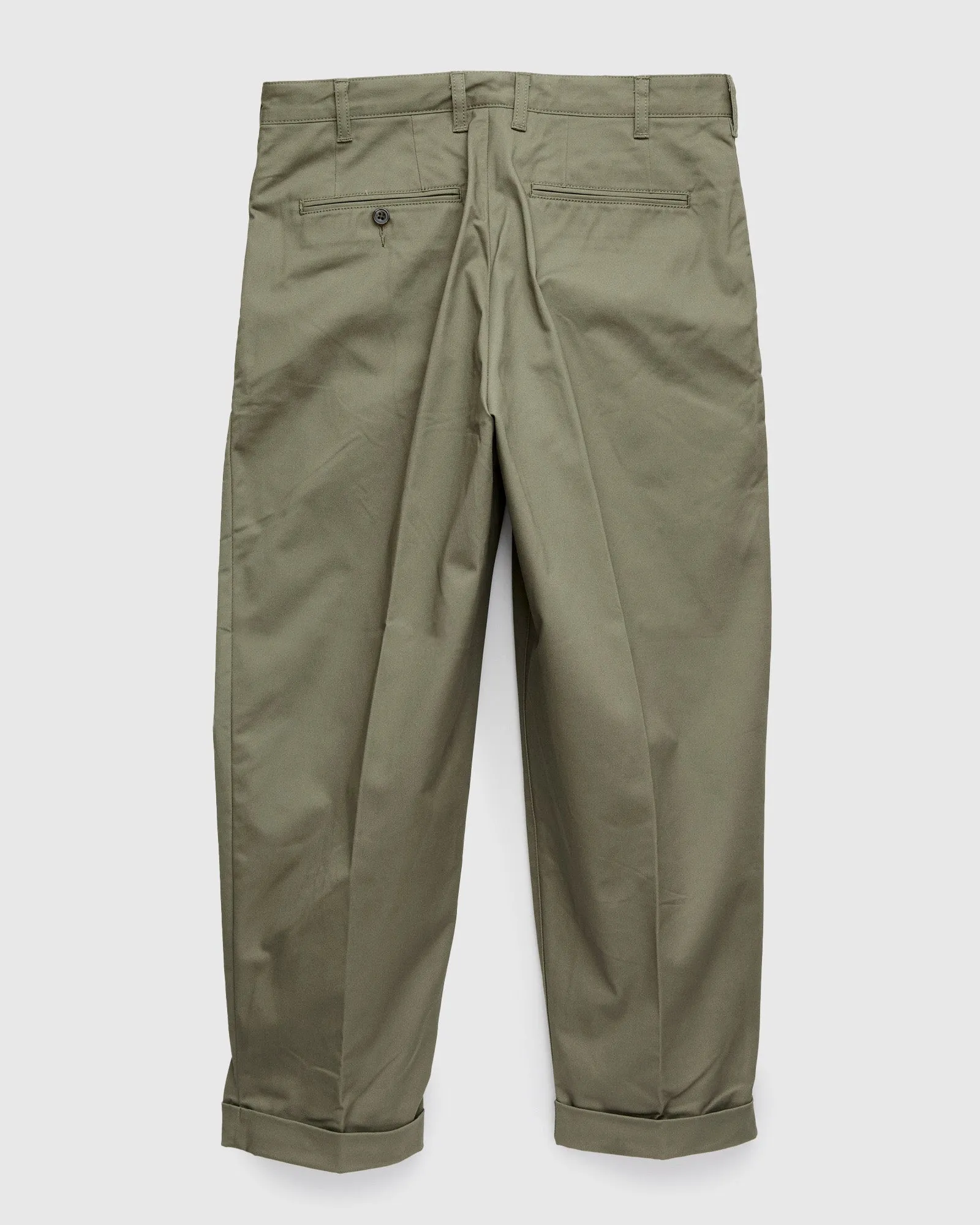 2-Pleat Twill Trousers in Olive