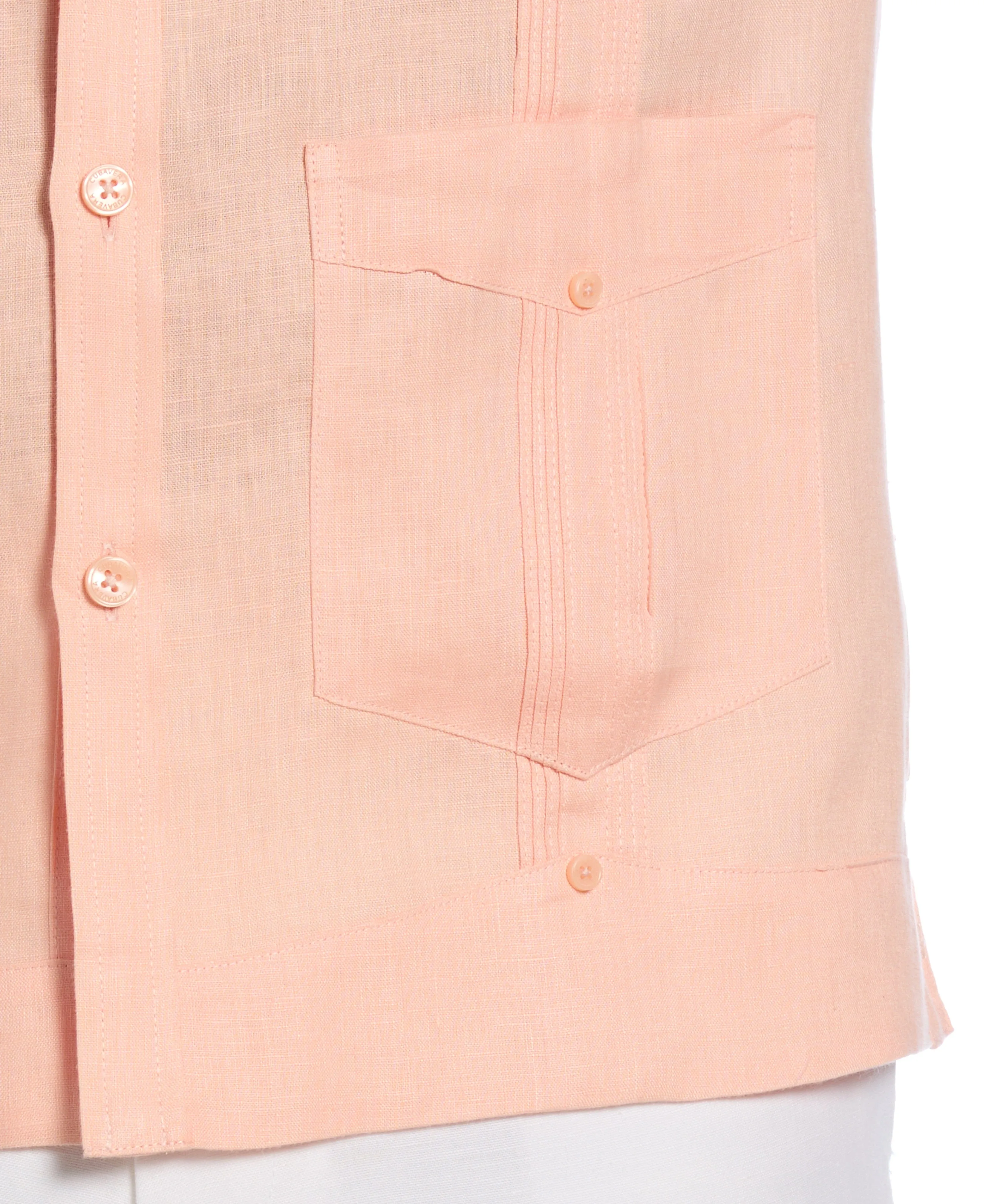 Big & Tall 100% Linen Classic Guayabera Shirt - Long Sleeve