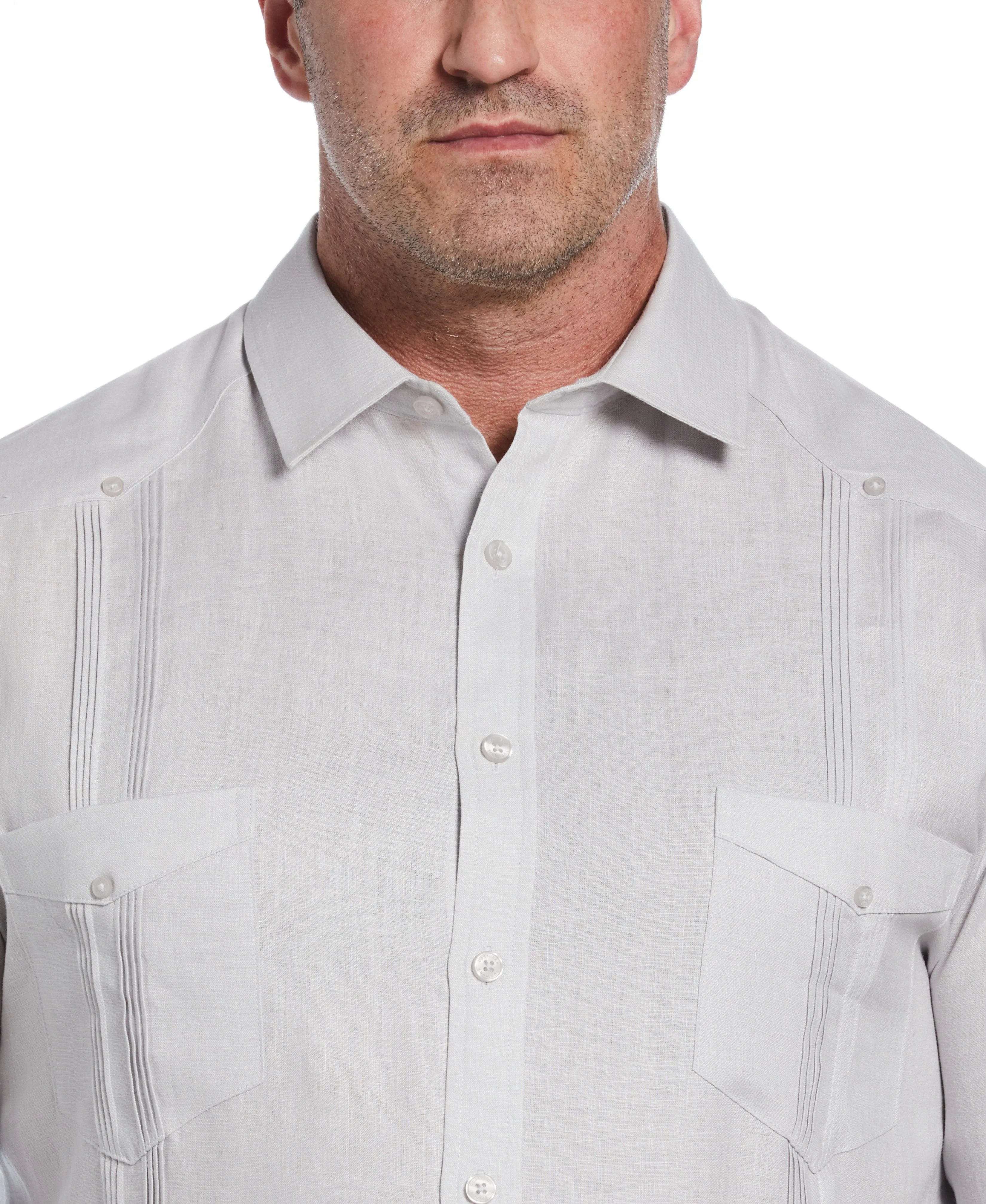 Big & Tall 100% Linen Classic Guayabera Shirt - Long Sleeve