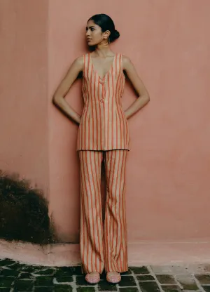 Biscuit waistcoat top and flared pants