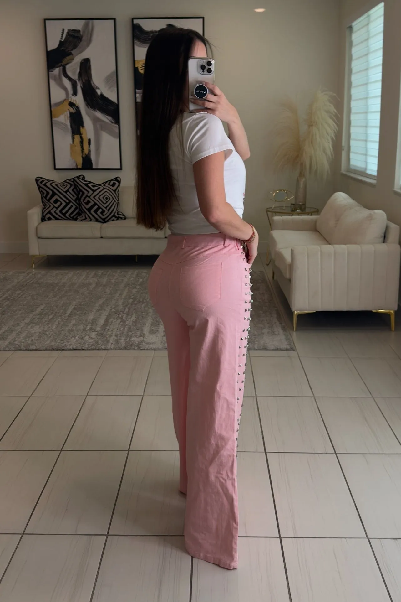Blush Drift Studded Pink Pants