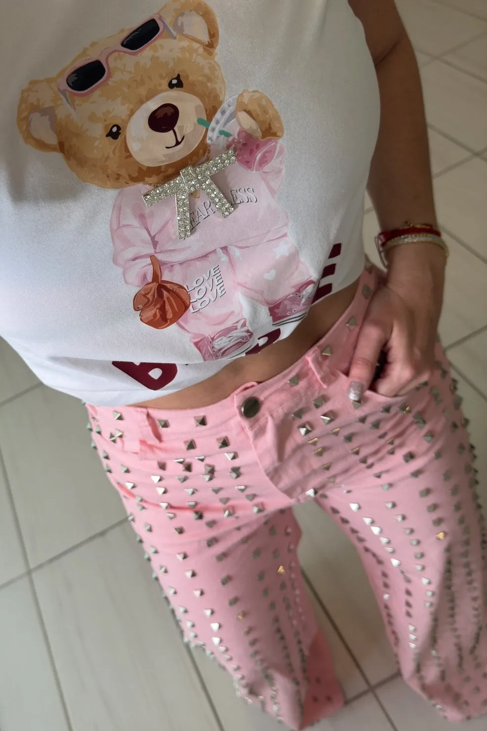 Blush Drift Studded Pink Pants