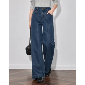 Customized wide-leg pants fashionable retro women's spring new season high-waisted and thin inclusive versatile floor pants jeans