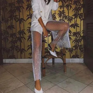 Dazzling Rhinestone Mesh Pants for Stylish Outfits