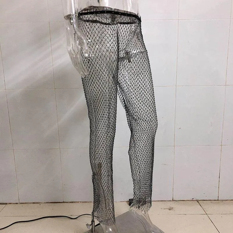 Dazzling Rhinestone Mesh Pants for Stylish Outfits
