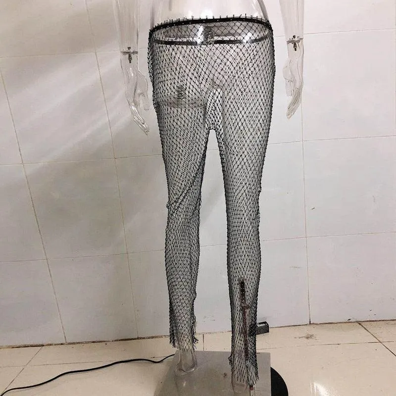 Dazzling Rhinestone Mesh Pants for Stylish Outfits