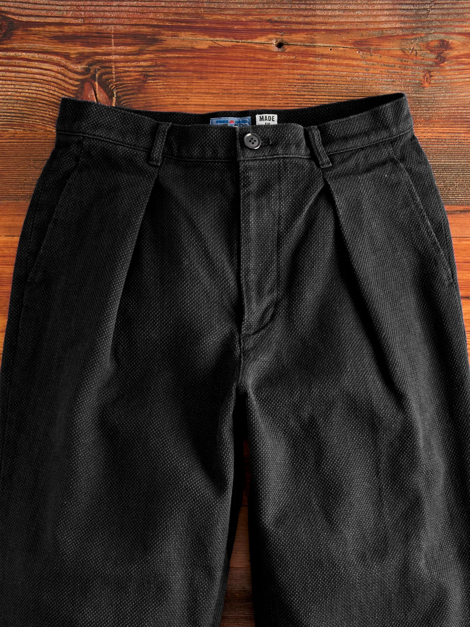 Double Cloth Sashiko Trousers in Black