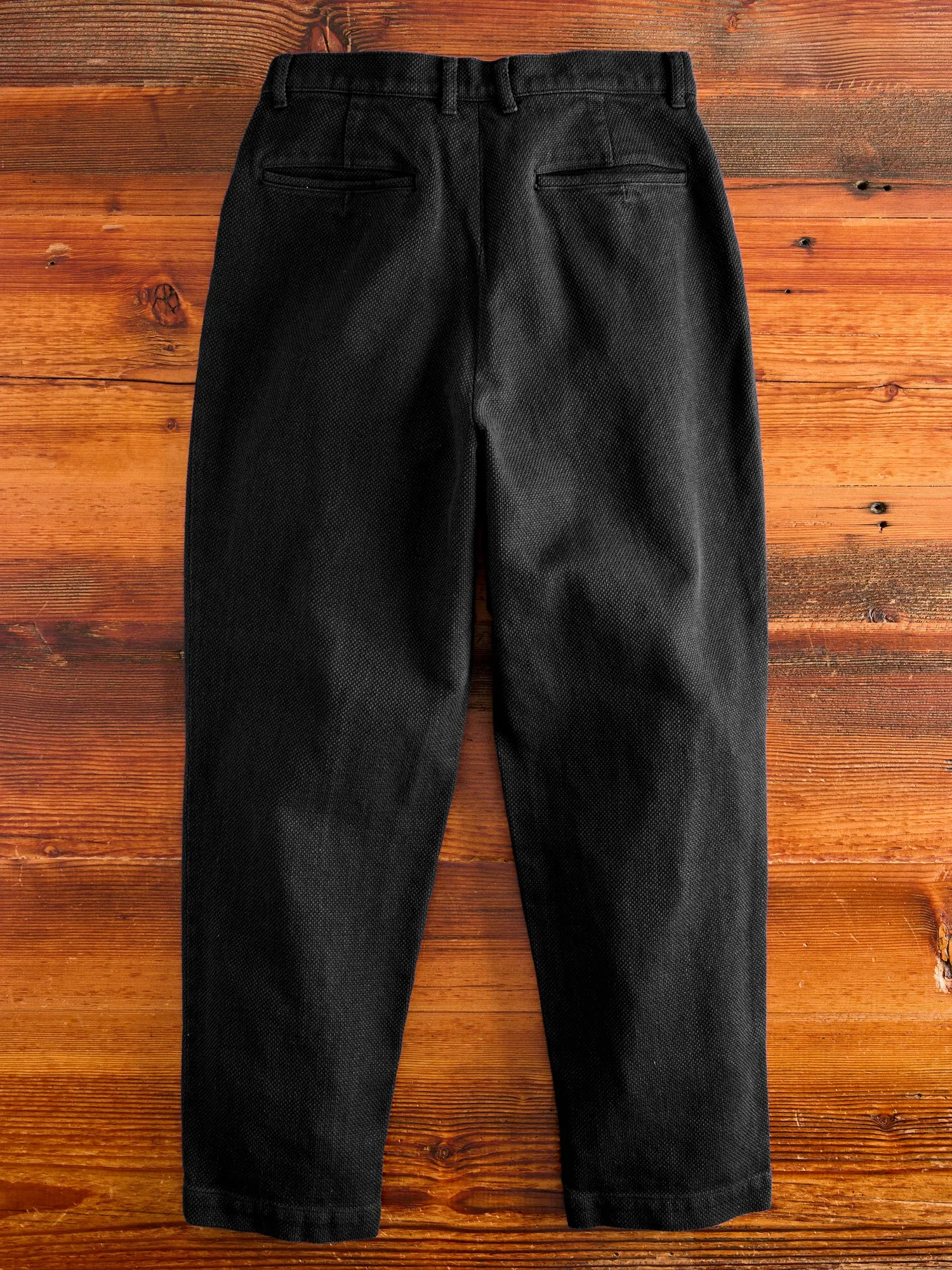 Double Cloth Sashiko Trousers in Black