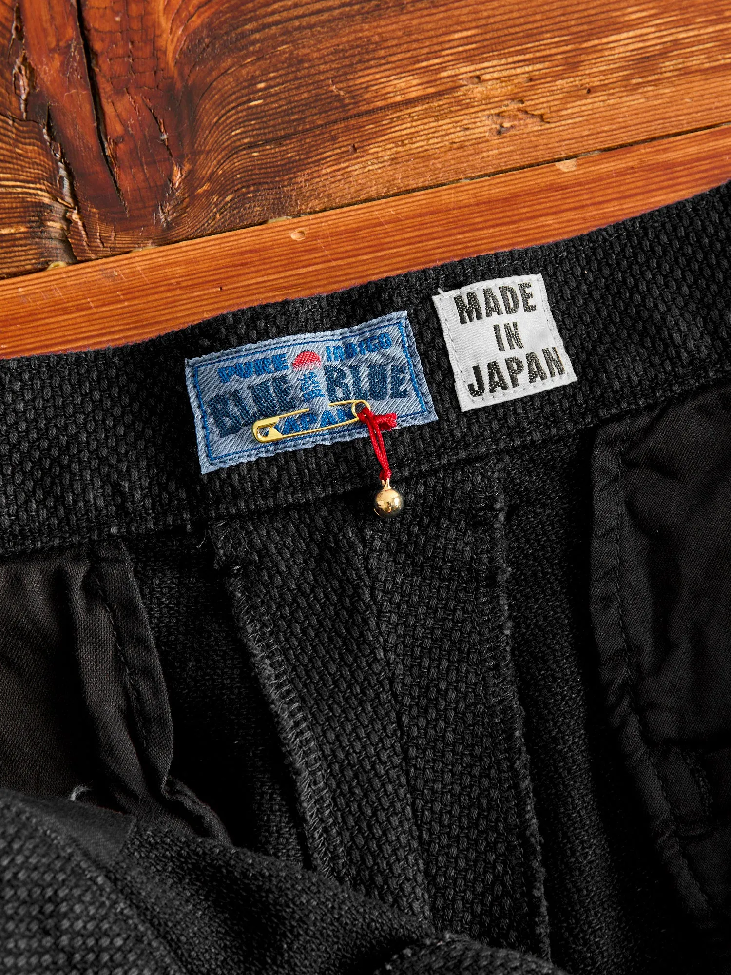 Double Cloth Sashiko Trousers in Black