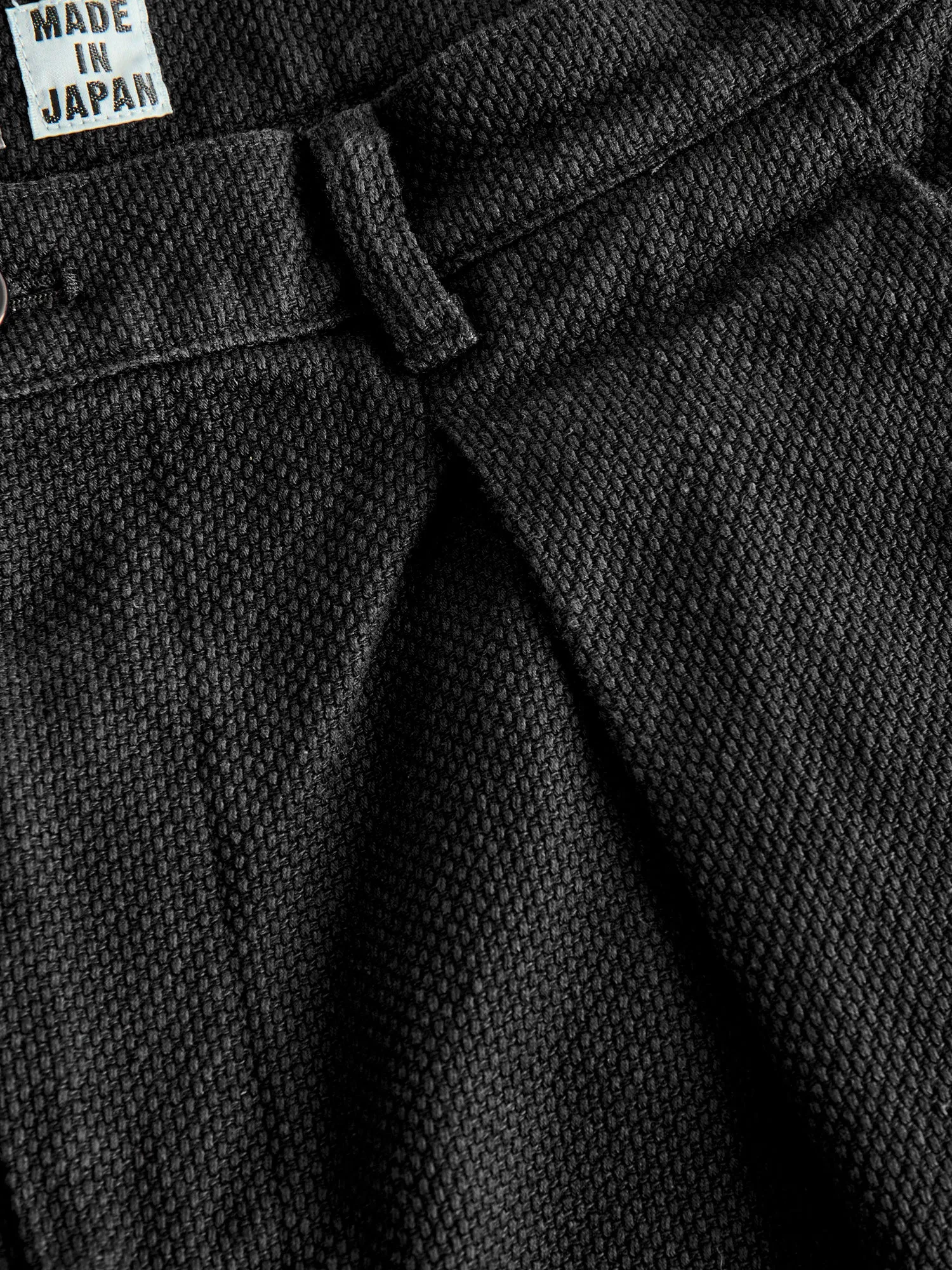 Double Cloth Sashiko Trousers in Black