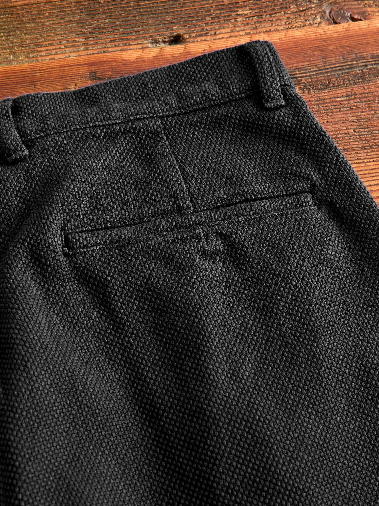 Double Cloth Sashiko Trousers in Black