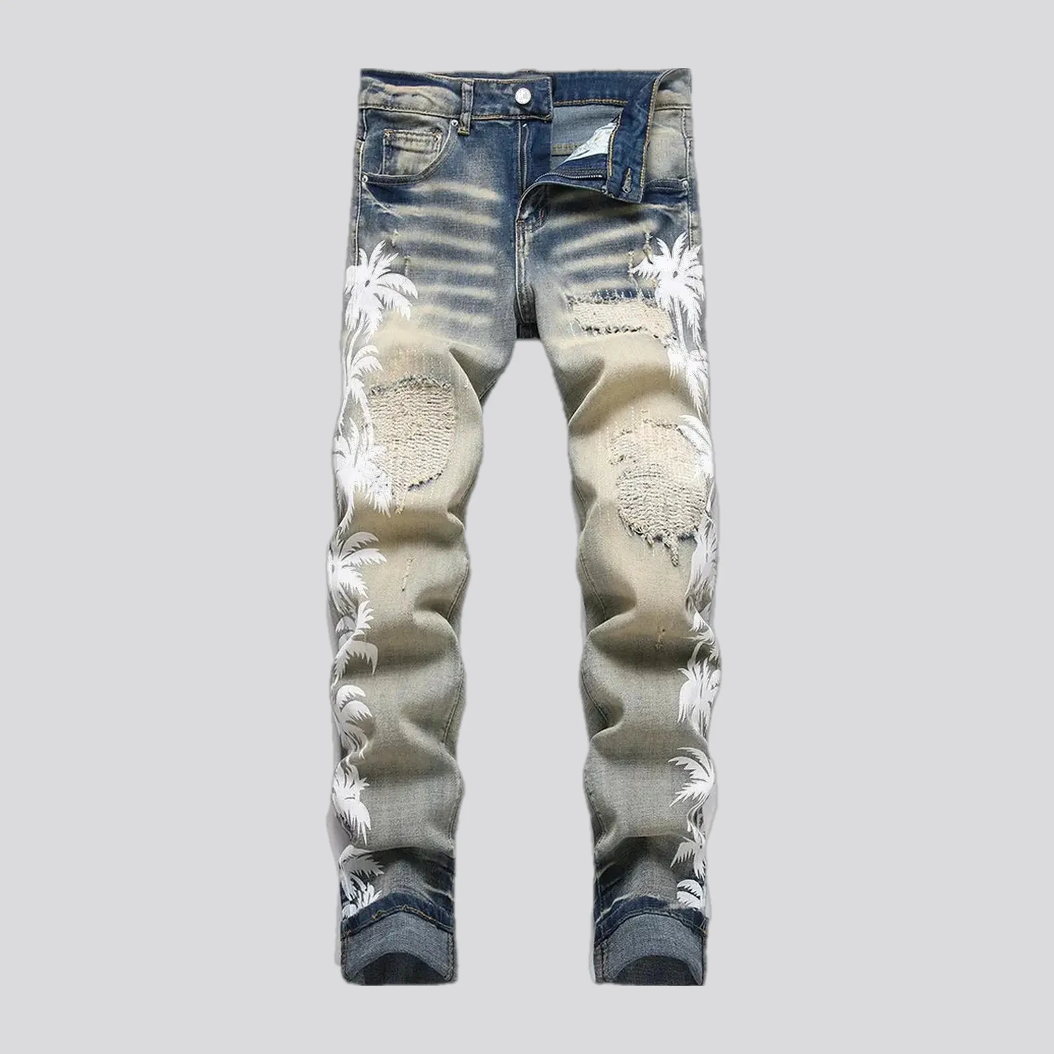 Faded wash skinny jeans for men