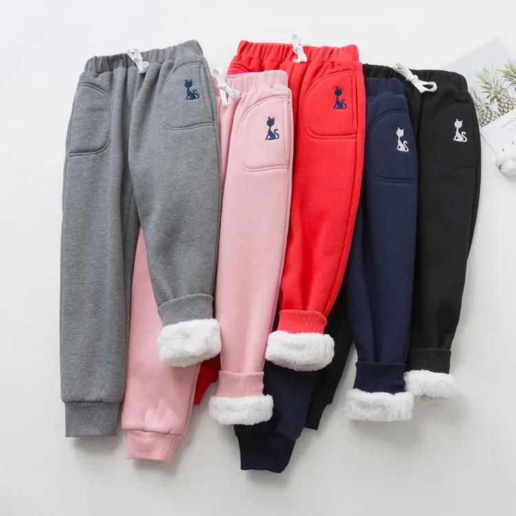 Girls Plus Velvet Padded Warm Pants Children's Cotton Pants