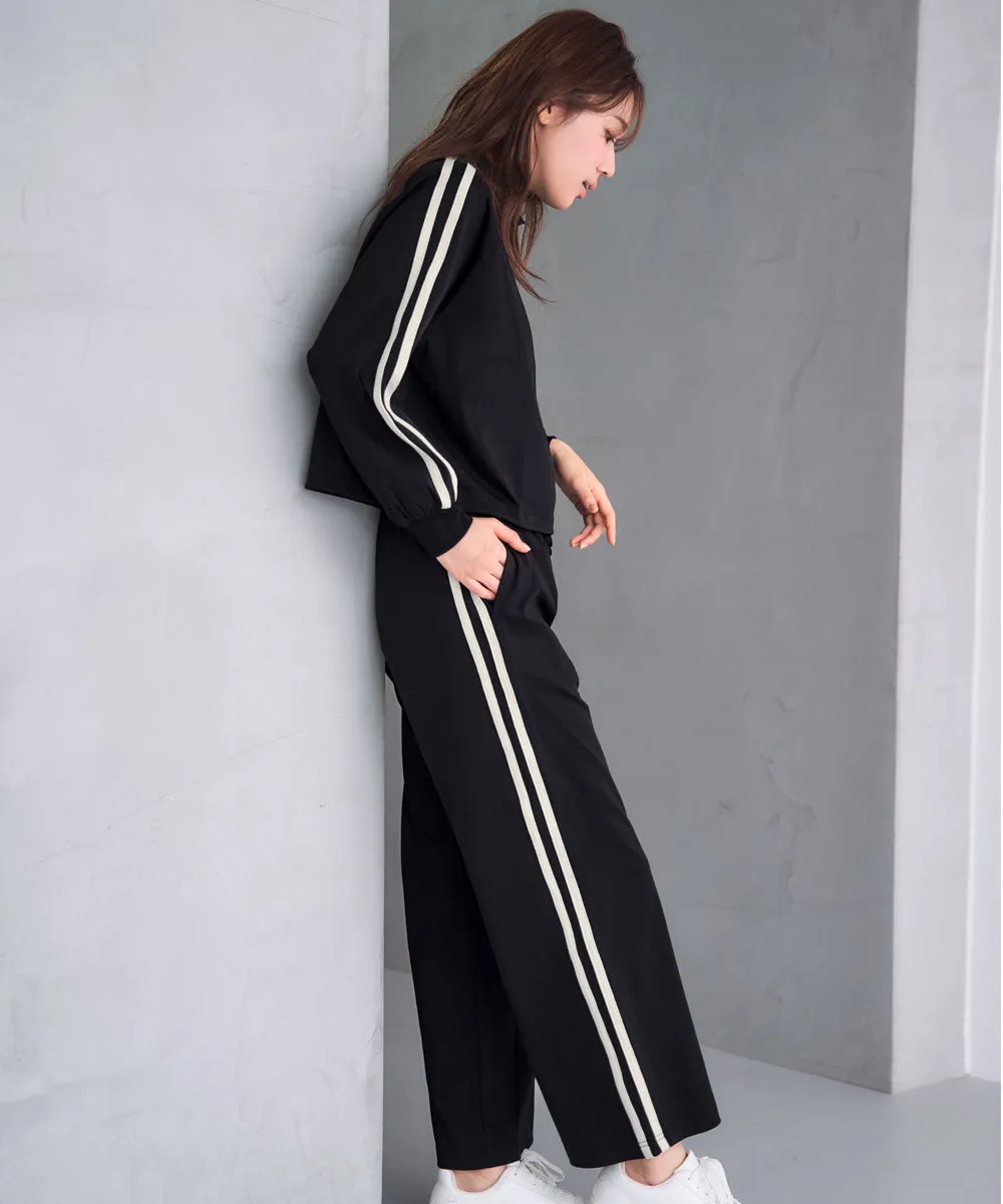 Half Zip Line Long Sleeve Top and Bottom Set