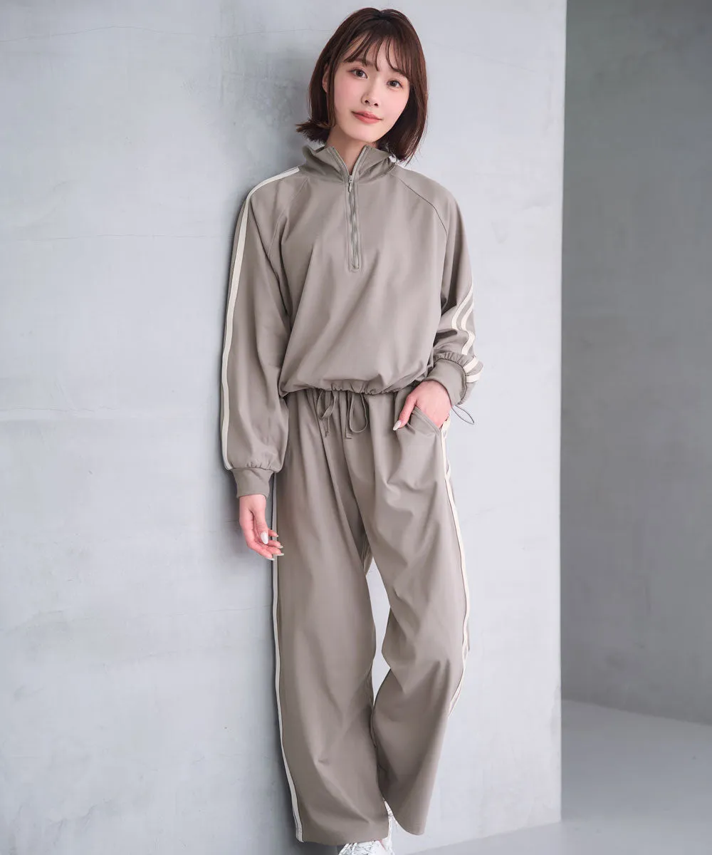 Half Zip Line Long Sleeve Top and Bottom Set