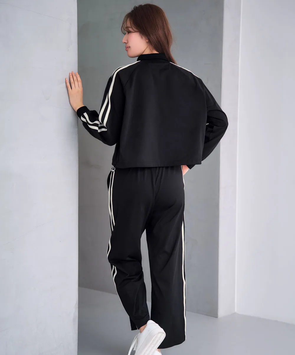 Half Zip Line Long Sleeve Top and Bottom Set
