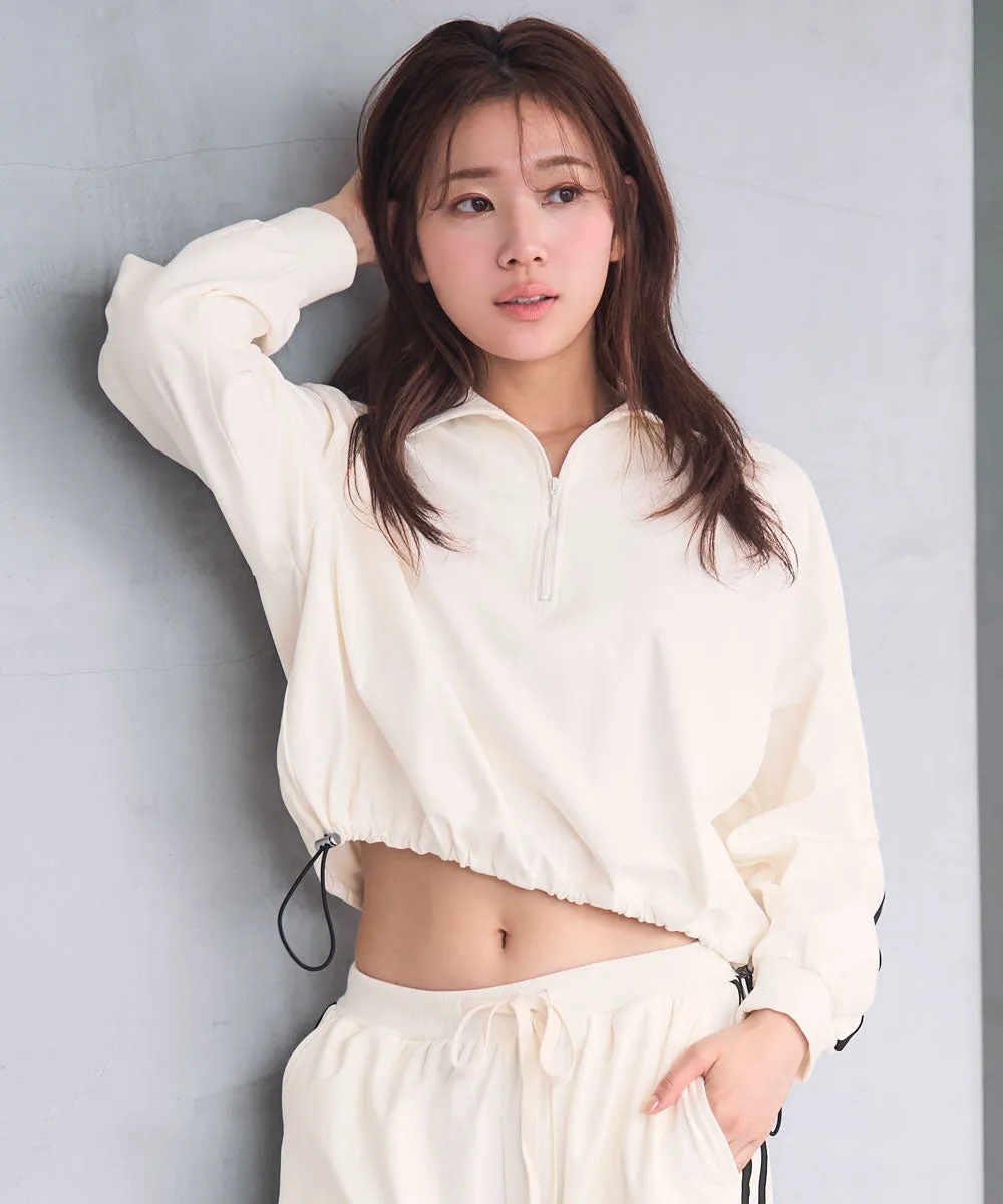 Half Zip Line Long Sleeve Top and Bottom Set