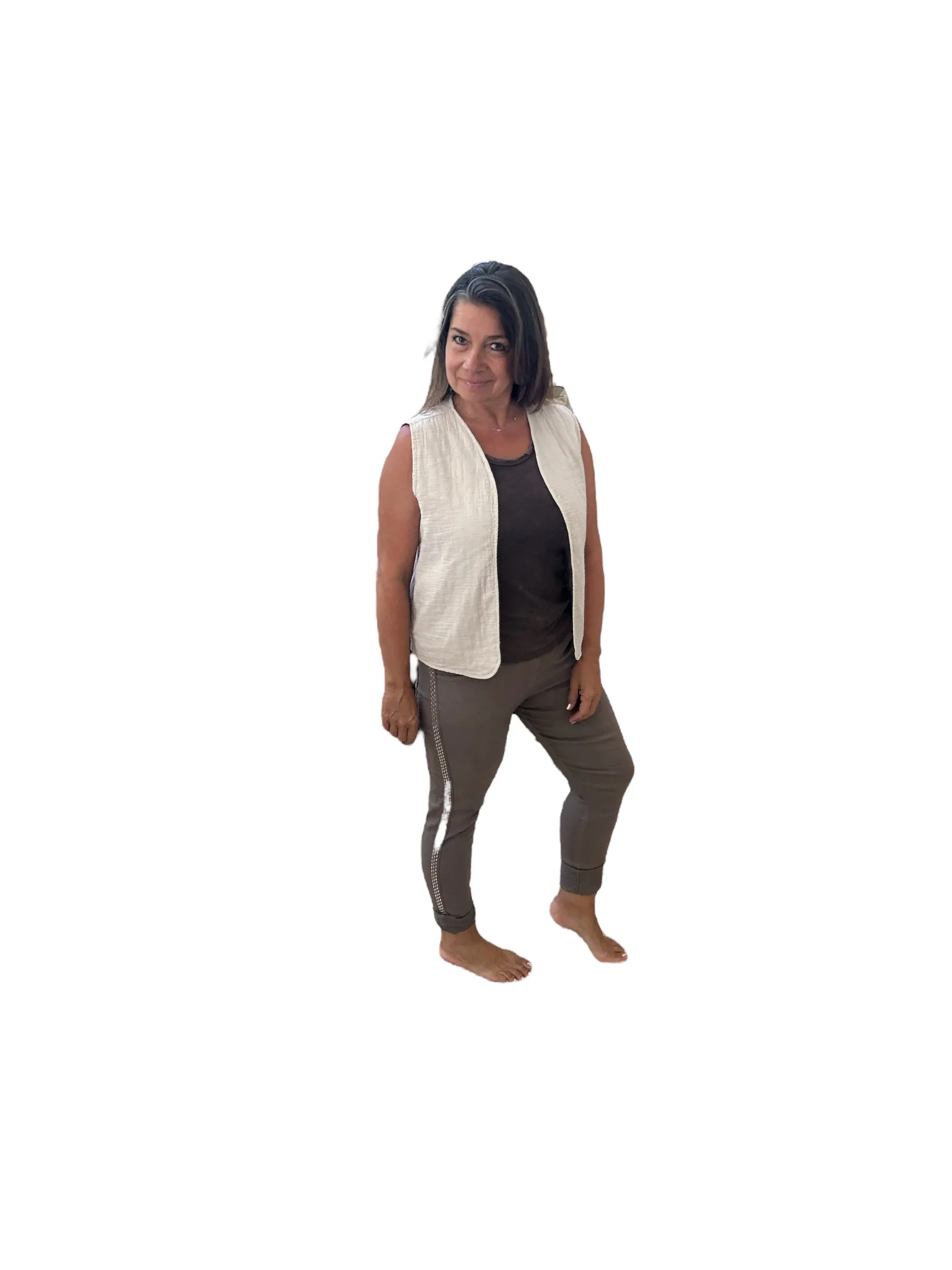 Italian magic pants with studded sides