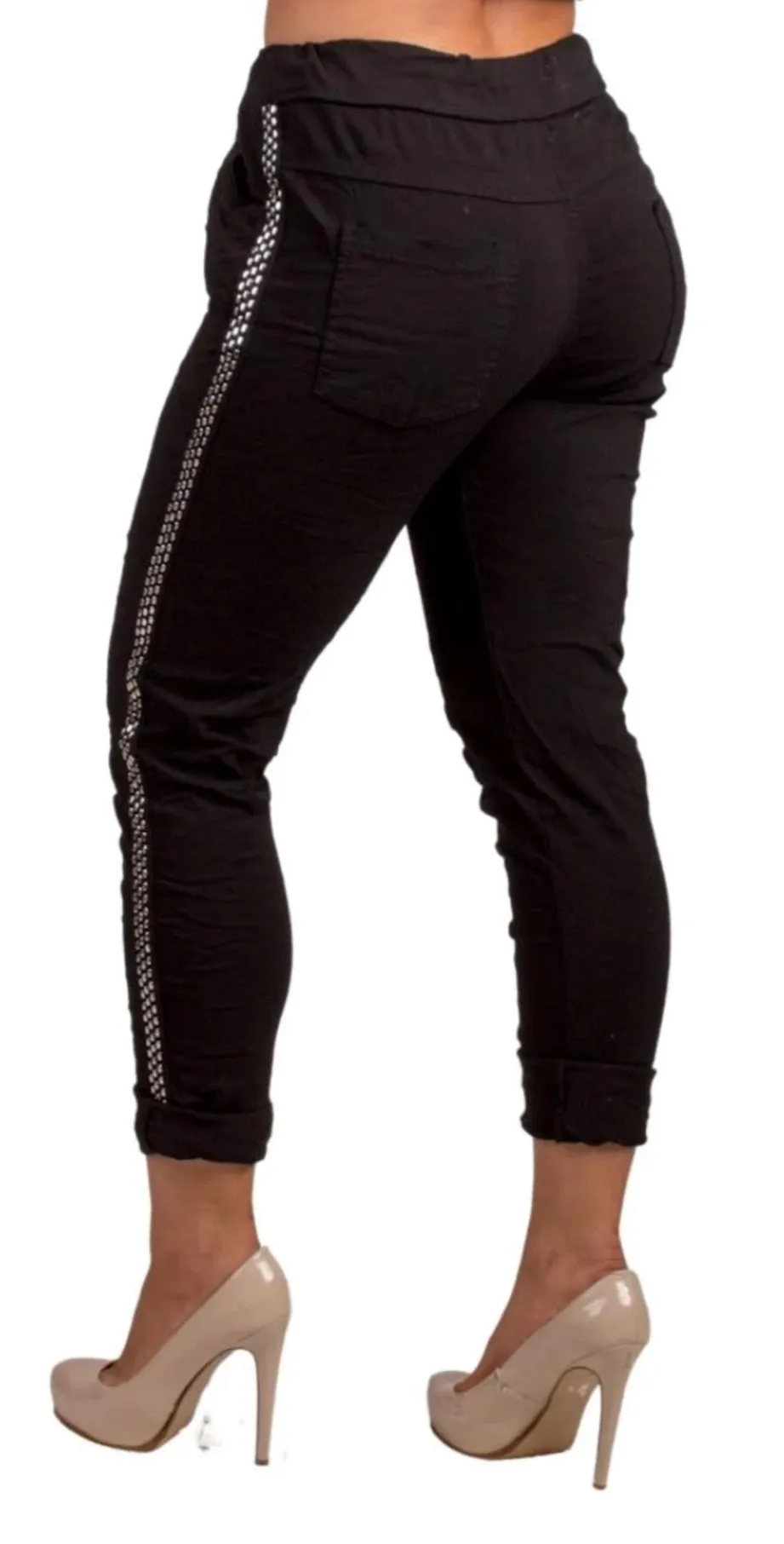 Italian magic pants with studded sides