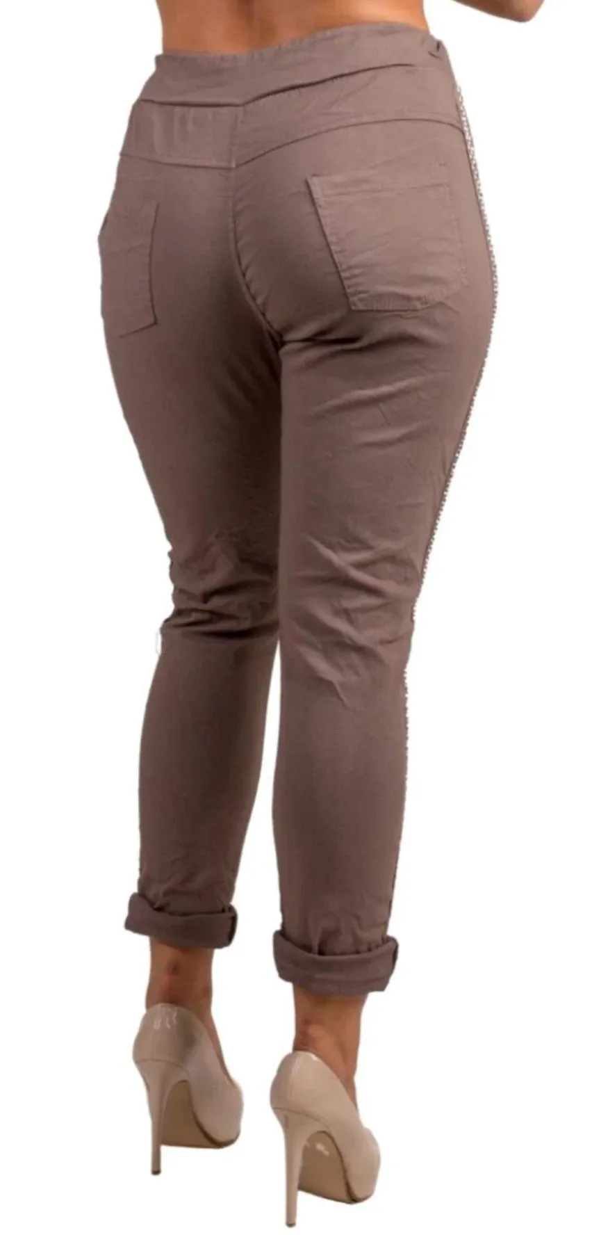 Italian magic pants with studded sides