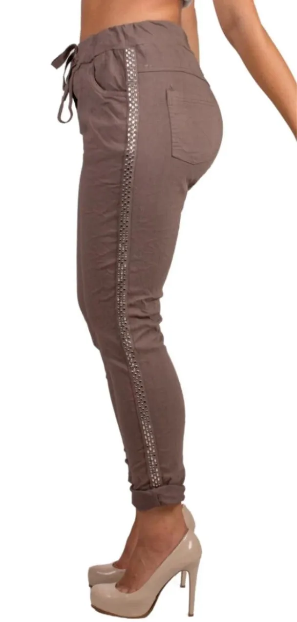 Italian magic pants with studded sides