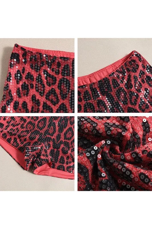 LEOPARD SEQUIN SHORT