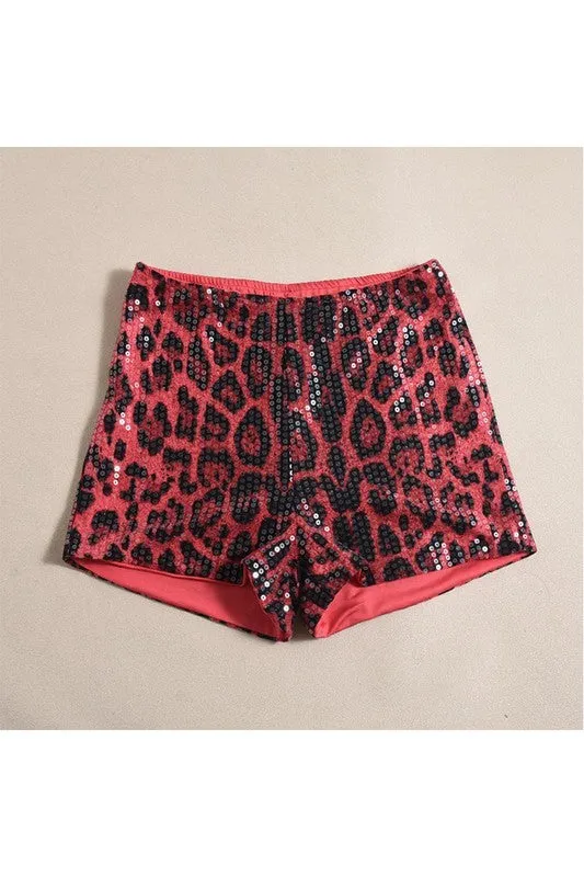 LEOPARD SEQUIN SHORT