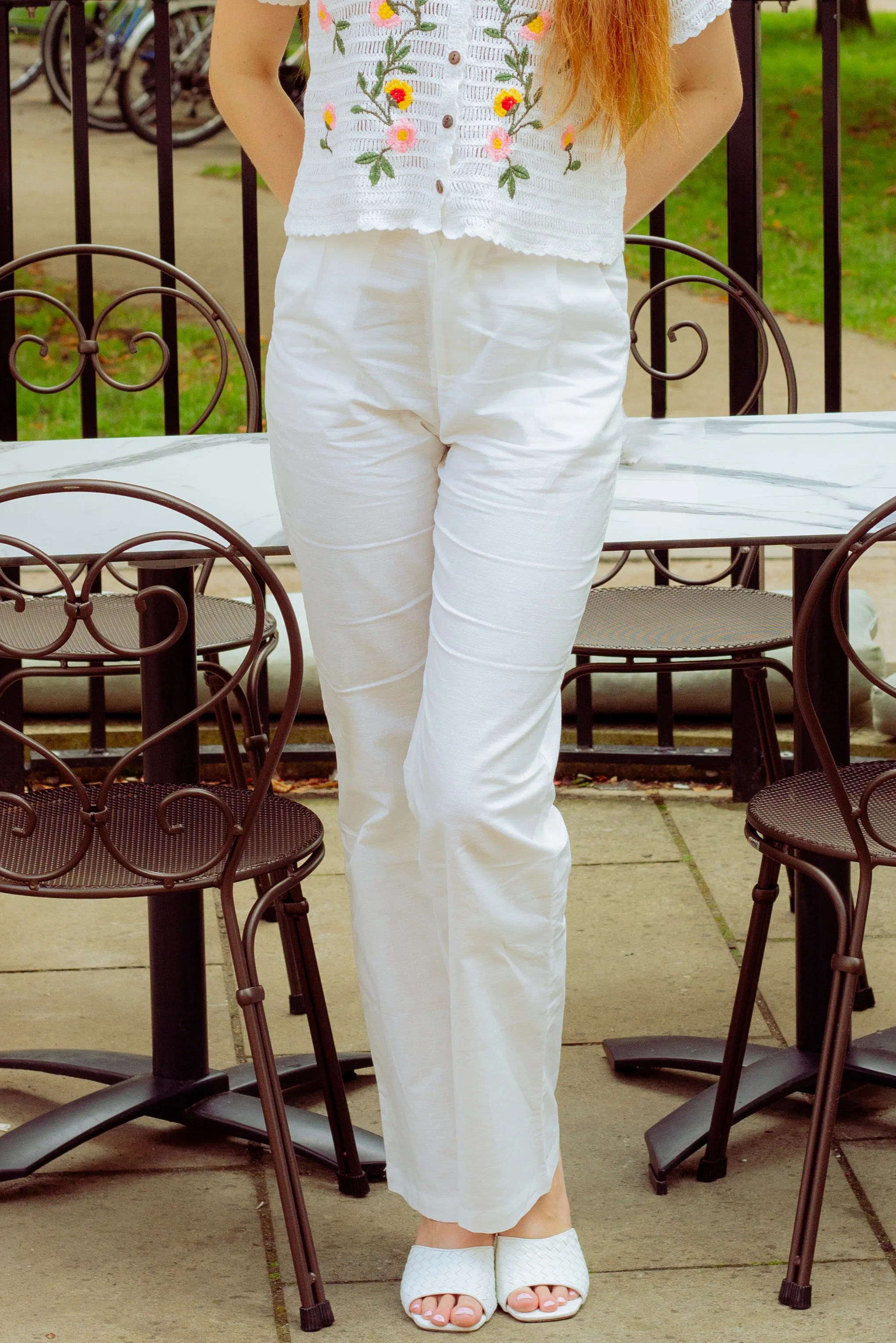 Linen Blend Tailored Trousers