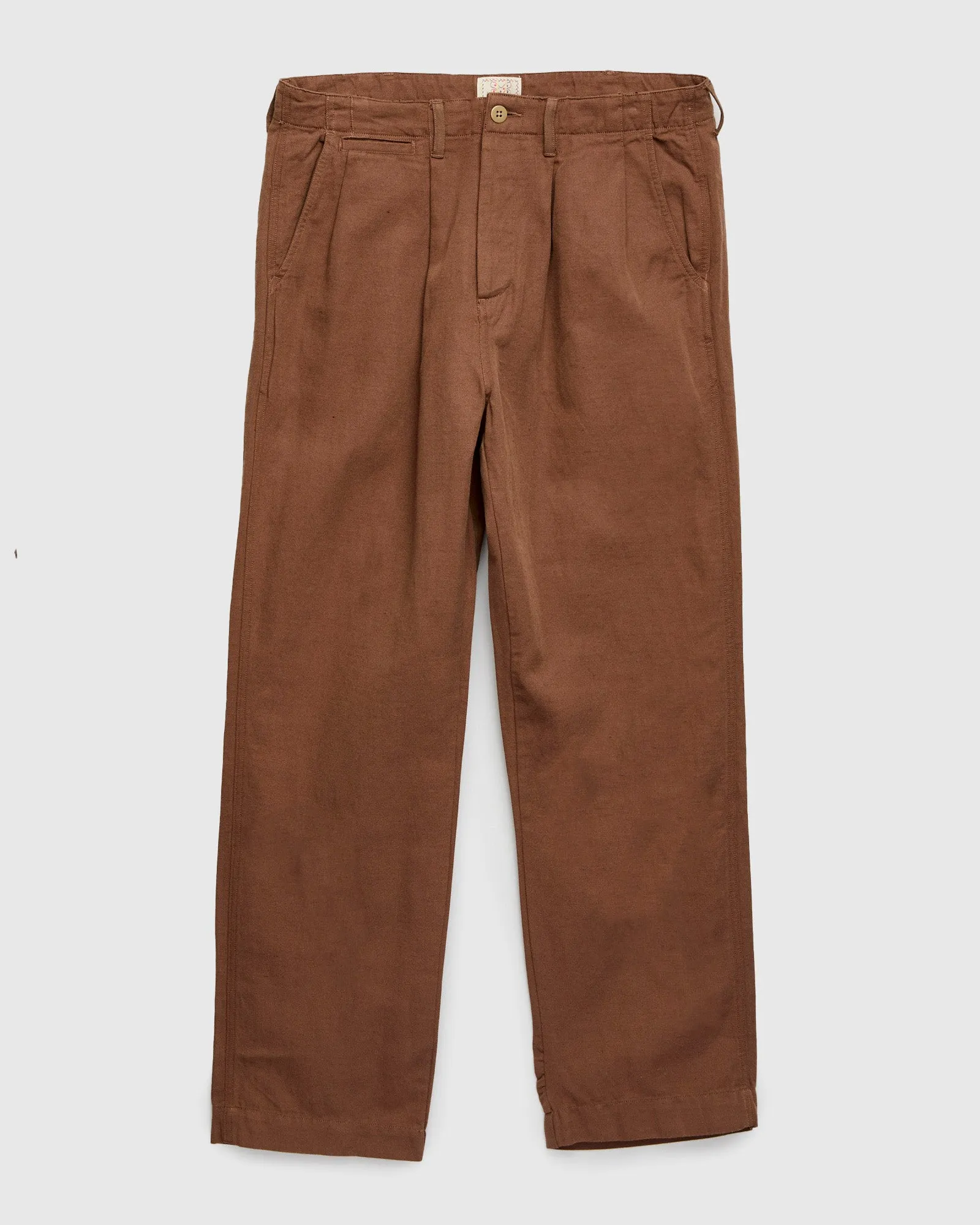 Linen Pleated Chino in Churro Brown
