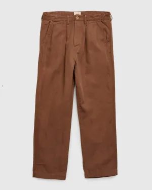 Linen Pleated Chino in Churro Brown