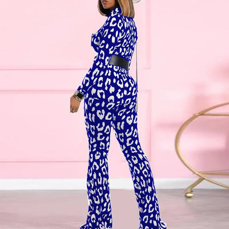 Long Sleeve Print Top & Bell Bottom Pants Set