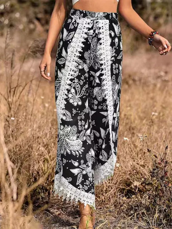 Loose Printed Fashionable Casual Lace Trousers For Women