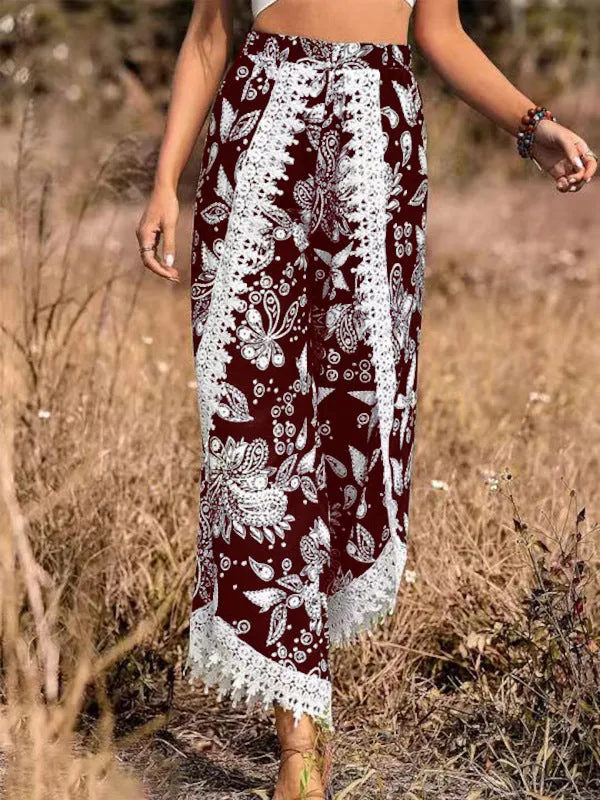 Loose Printed Fashionable Casual Lace Trousers For Women