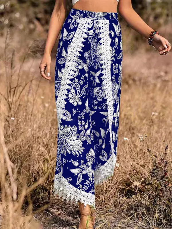 Loose Printed Fashionable Casual Lace Trousers For Women