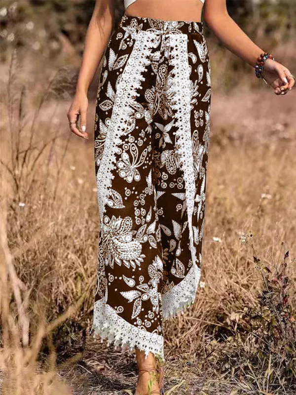 Loose Printed Fashionable Casual Lace Trousers For Women