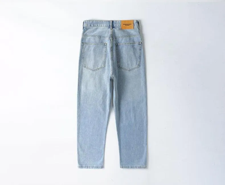 Loose Straight-Fit Ripped Jeans, Handmade Denim