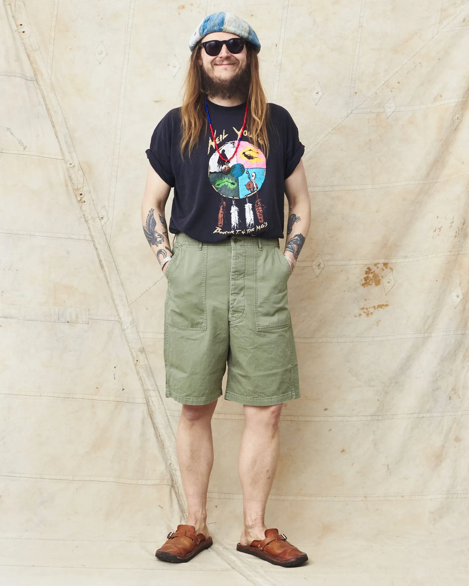 OrSlow 7103 Herringbone Twill Summer Fatigue Shorts Green