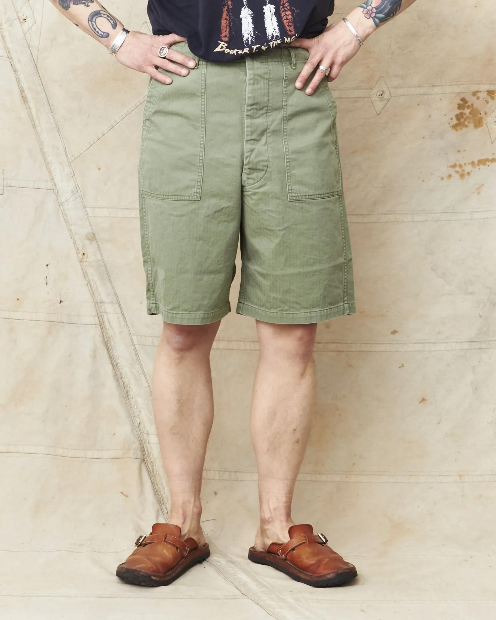OrSlow 7103 Herringbone Twill Summer Fatigue Shorts Green