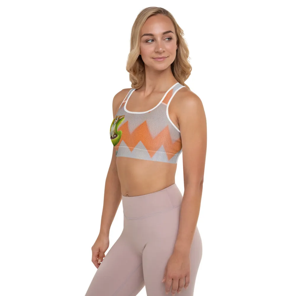 Padded Sports Bra with Corgi & "Circles" on backside