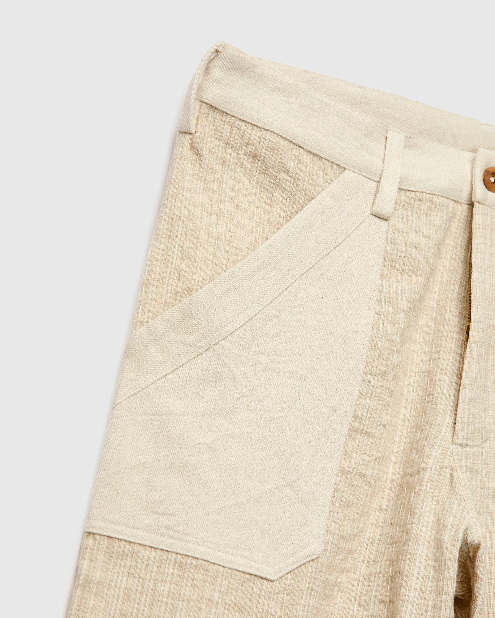 Patchwork Stitch Isaac Pants in Natural Oat Spacedye