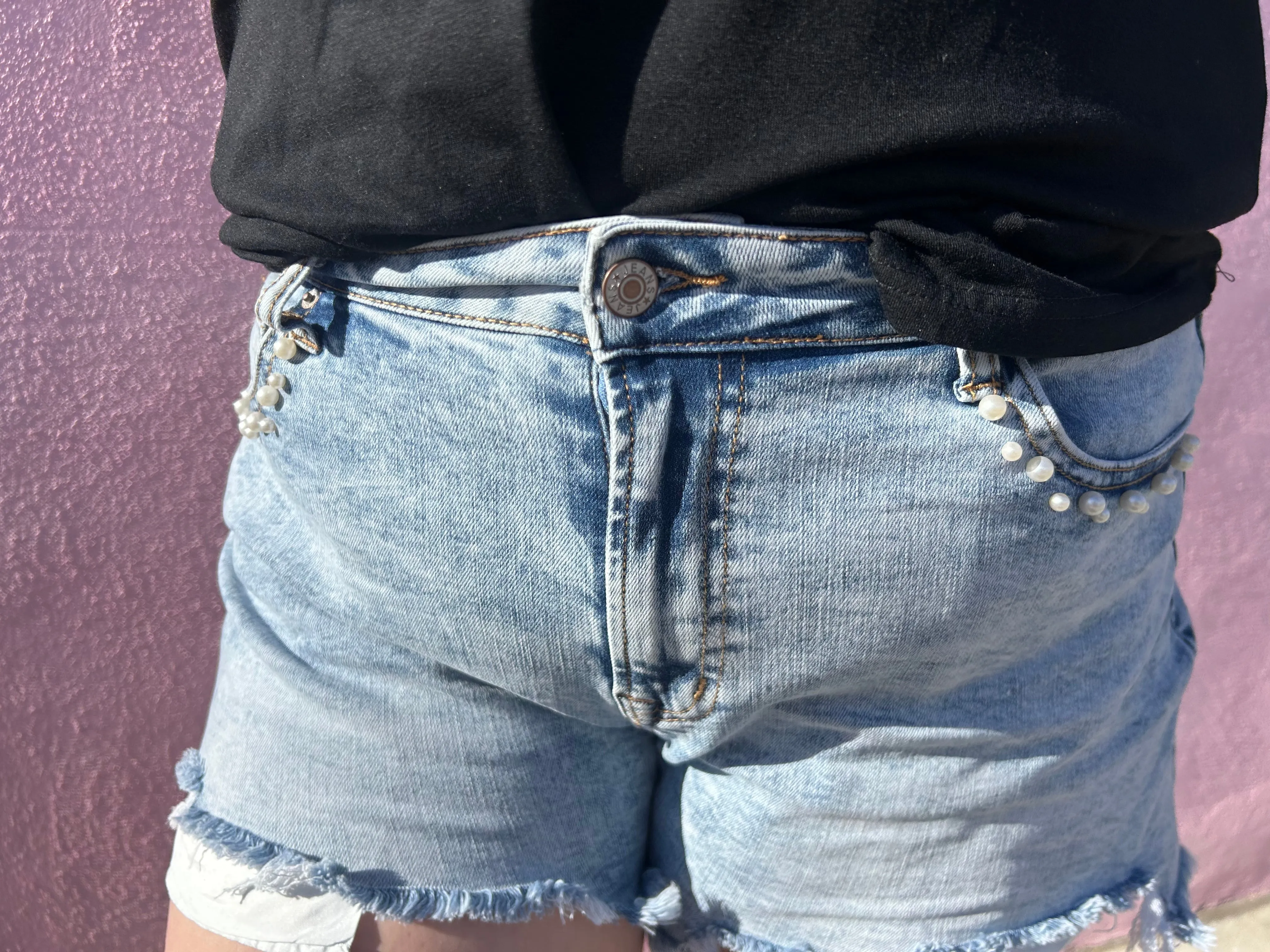 Pearl Kissed Denim Shorts