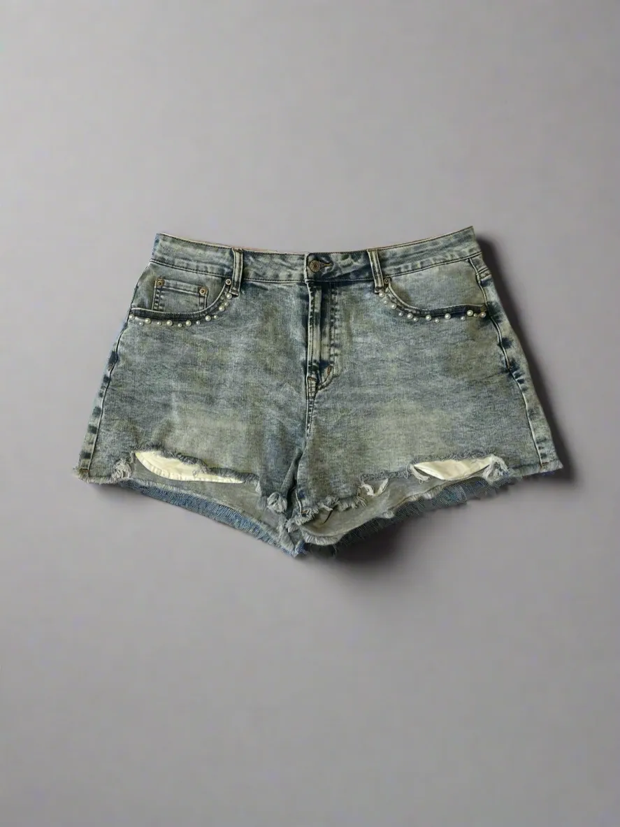 Pearl Kissed Denim Shorts