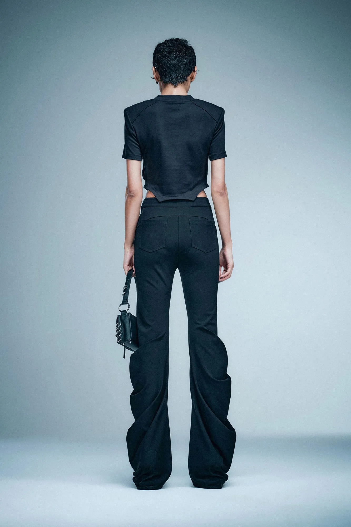 Pinch pleated mid waist pants