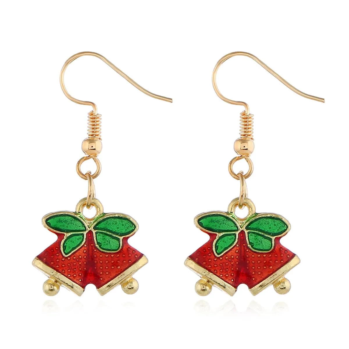Red & 18K Gold-Plated Bell With Bow Drop Earrings